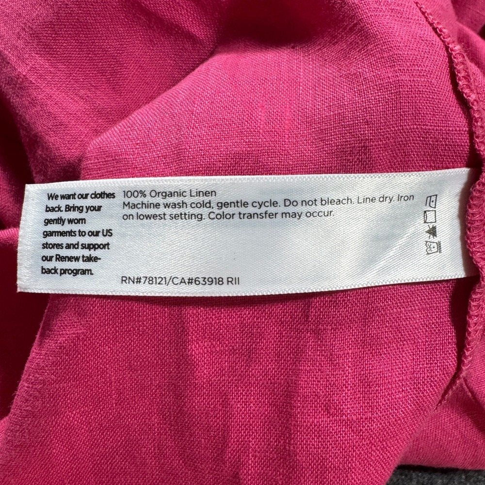 Eileen Fisher Organic Linen Square Neck Midi Dress Fuchsia Pink Womens Large - Picture 5 of 8